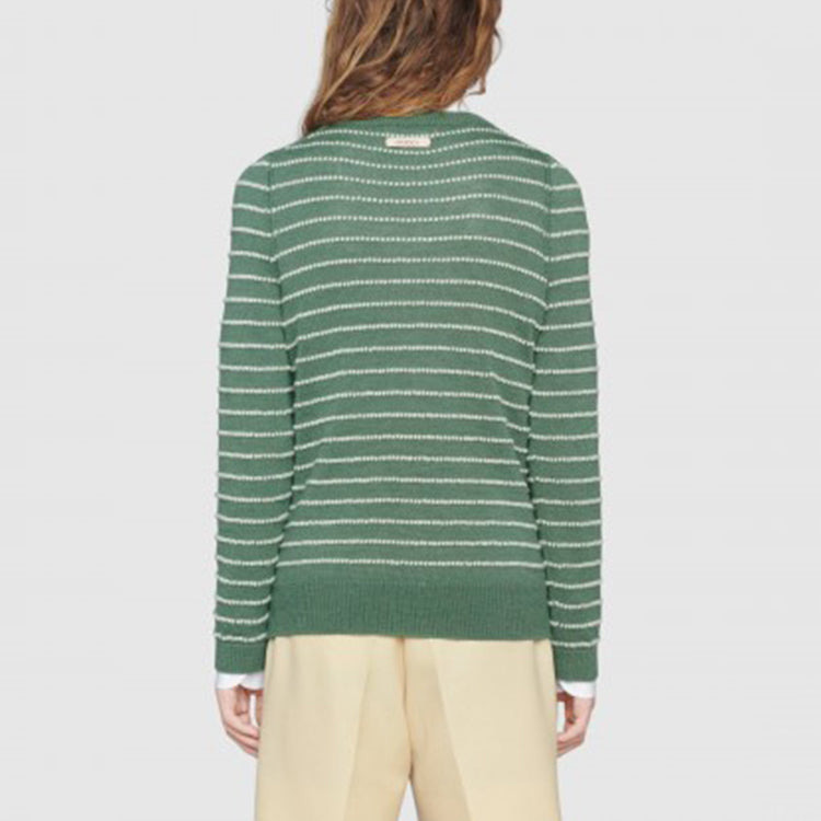 Gucci Striped Alpaca Wool V-Neck Sweater 'Green' 633610-XKBIL-3861 - 3