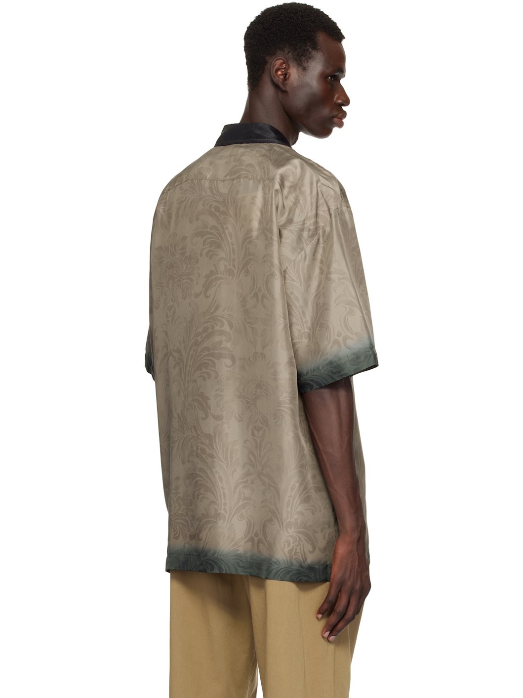Khaki Silk Short Sleeve Shirt - 3