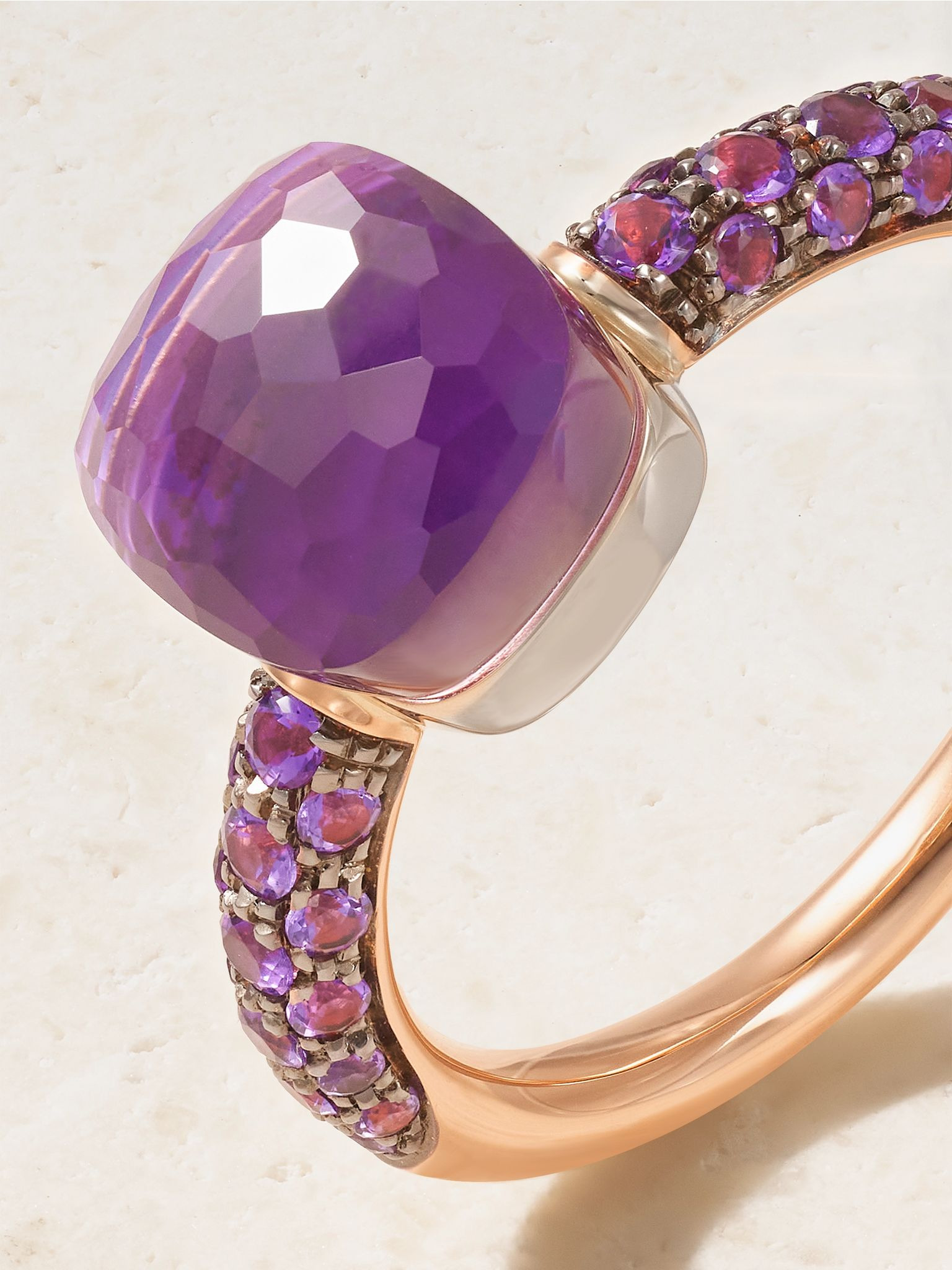 Nudo Classic rhodium-plated 18-karat rose and white gold multi-stone ring Gold - 4