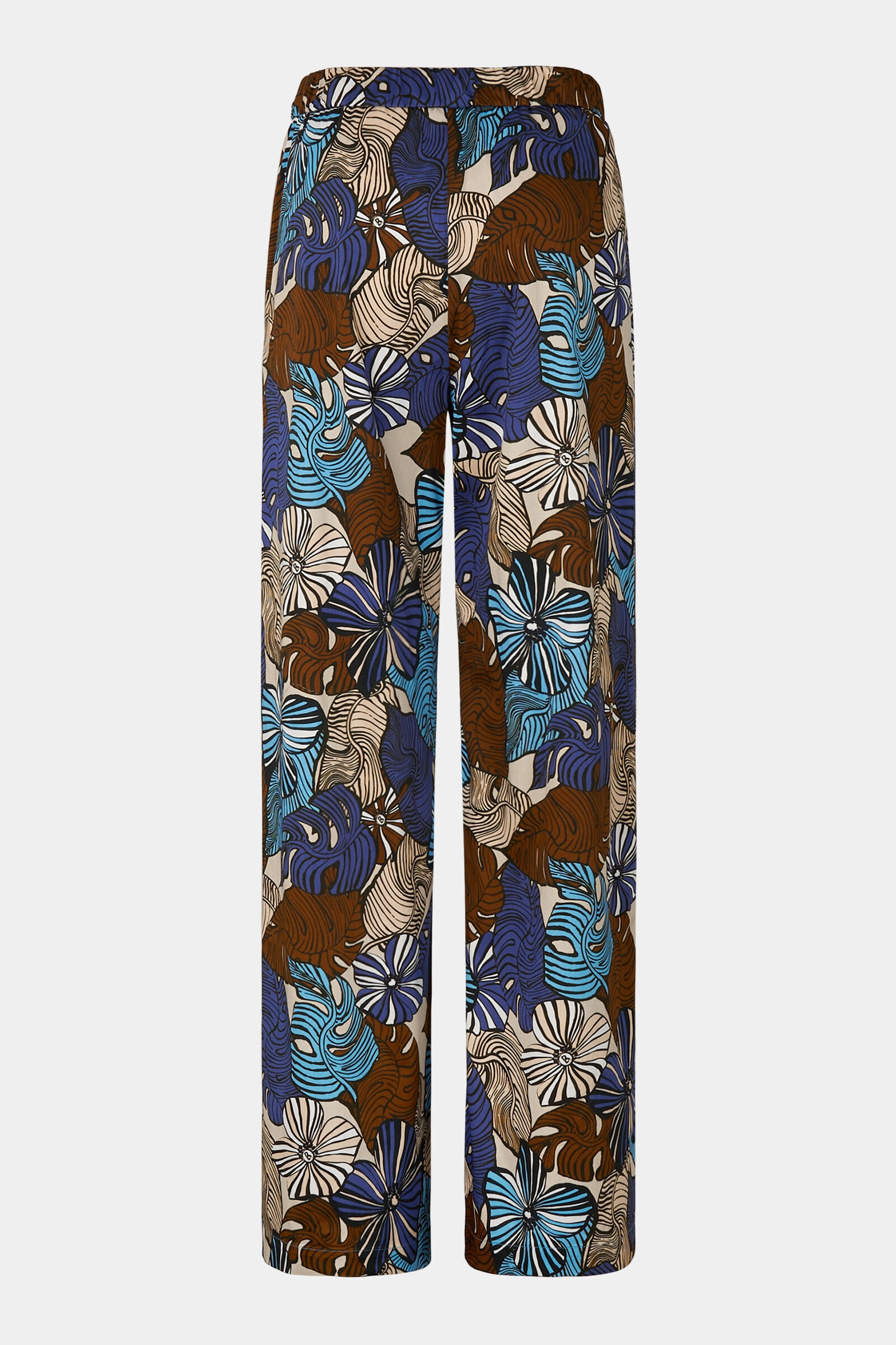 Donya Satin pants in Dark blue/Light blue/Brown - 7