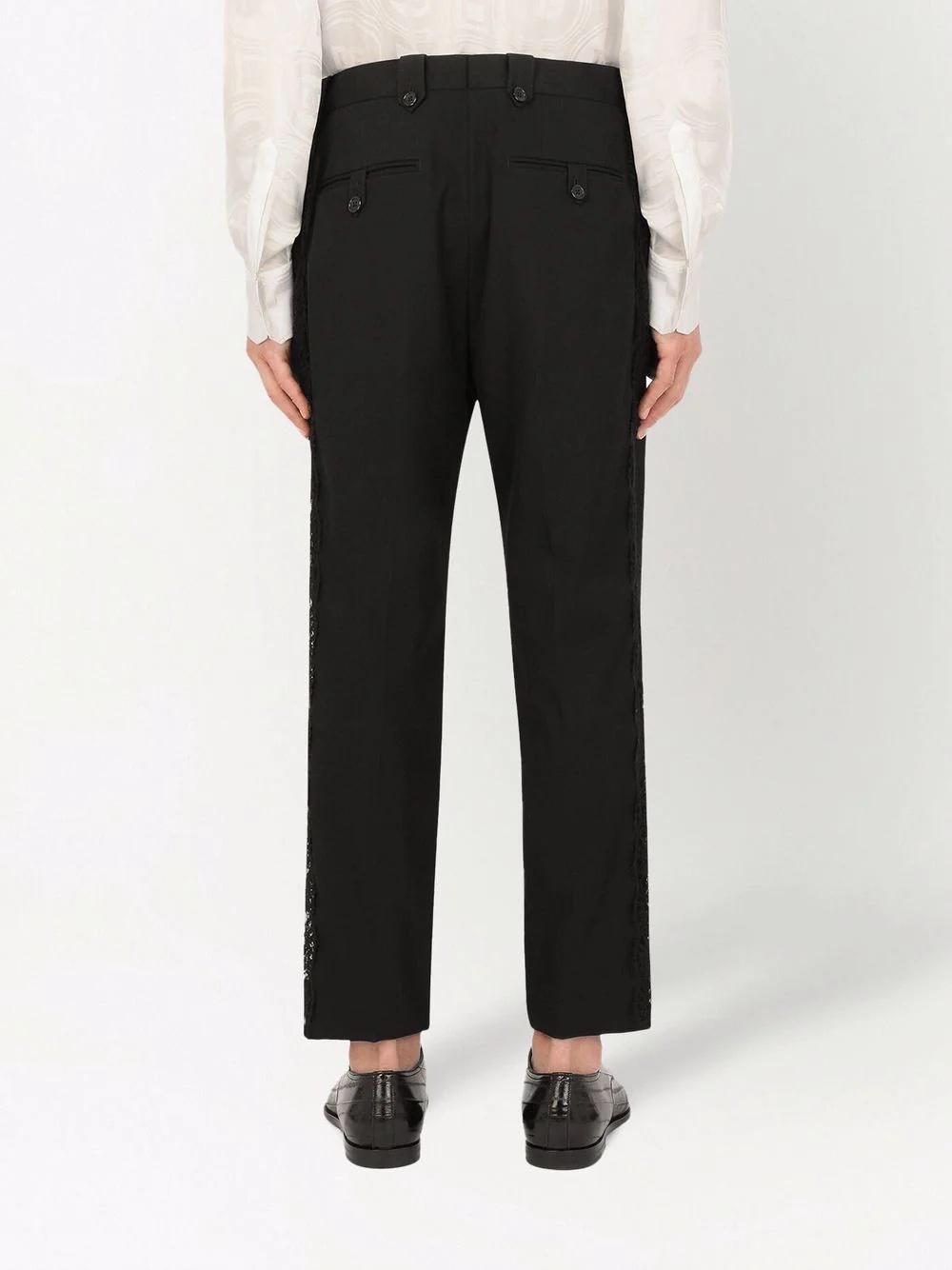 lace-panelled tailored trousers - 4