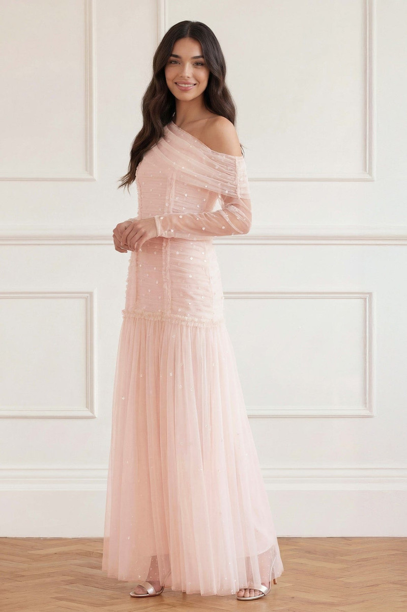 Needle & Thread Gigi Dot One-Shoulder Rouched Gown outlook