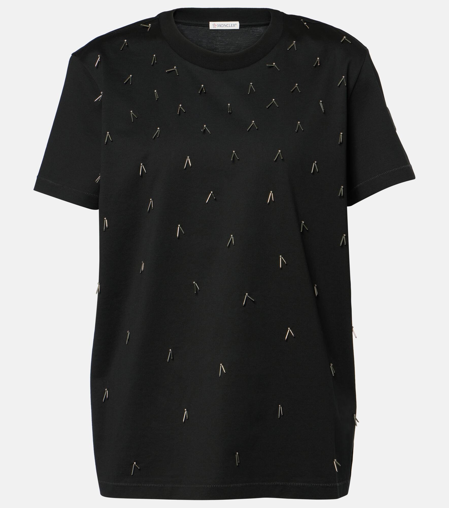 Embellished cotton T-shirt - 1