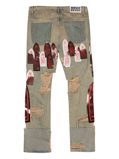 WHO DECIDES WAR Sangre patcwork jeans outlook