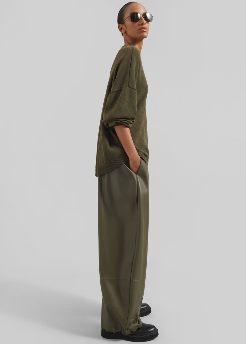 Briar Faux Leather Balloon Pants - Khaki 7