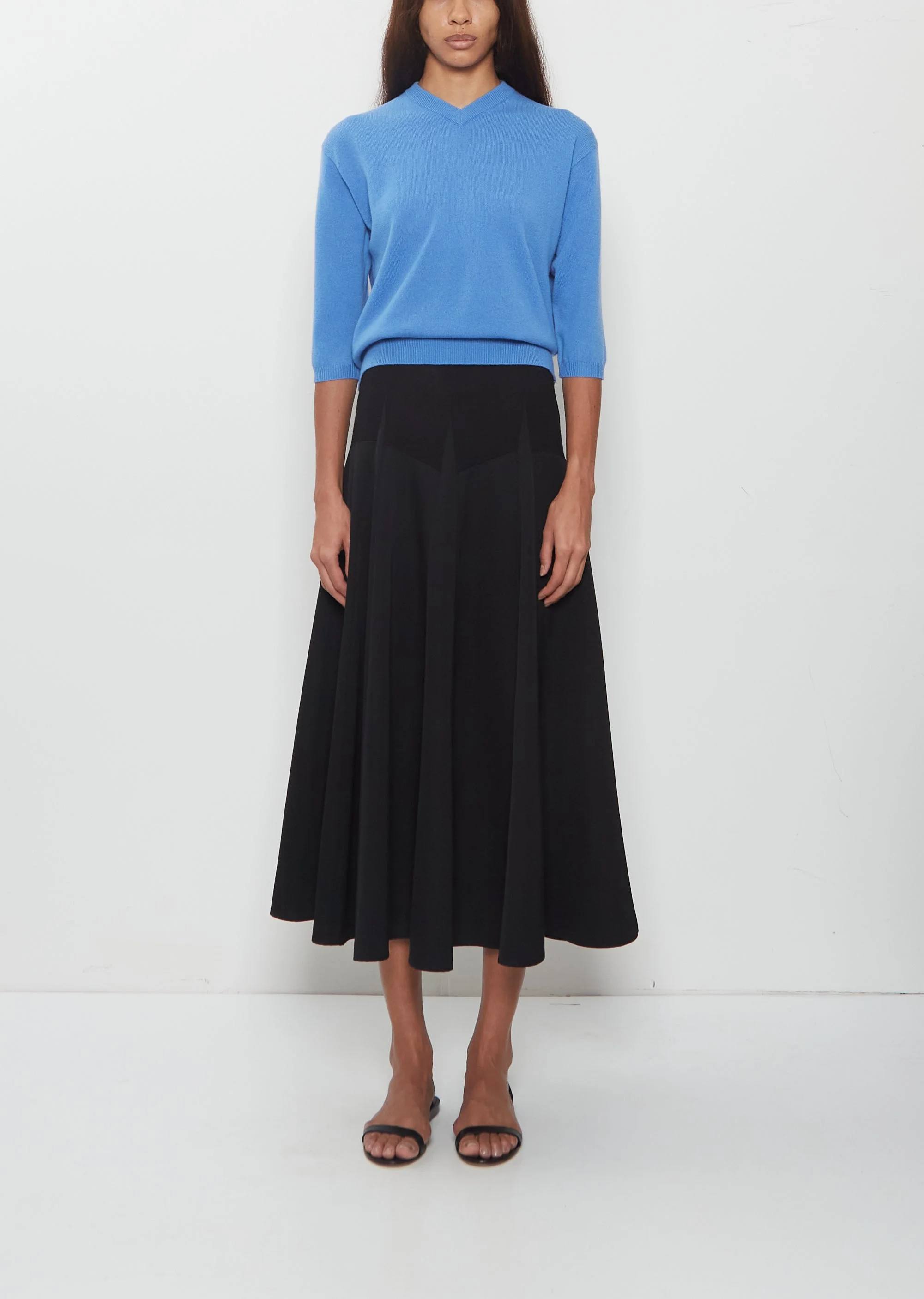 Knit Combo Godet Skirt - 1
