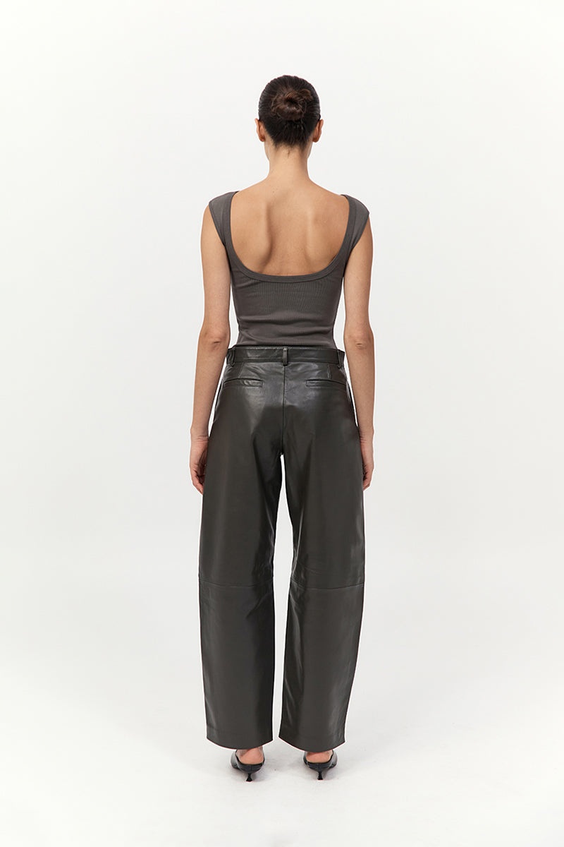 Leather Balloon Pants - Khaki - 6