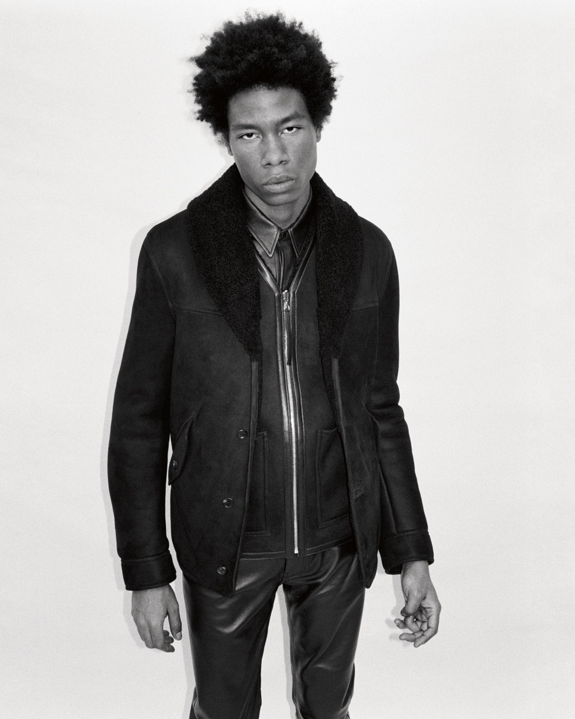 Pilot Jacket in Black Shearling - 2