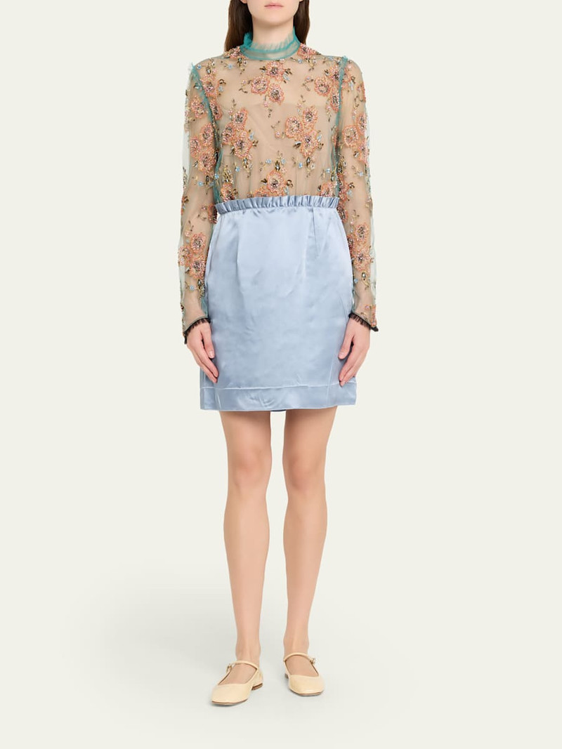 Valentino Crystal Embroidered Tulle And Satin Mini Dress outlook