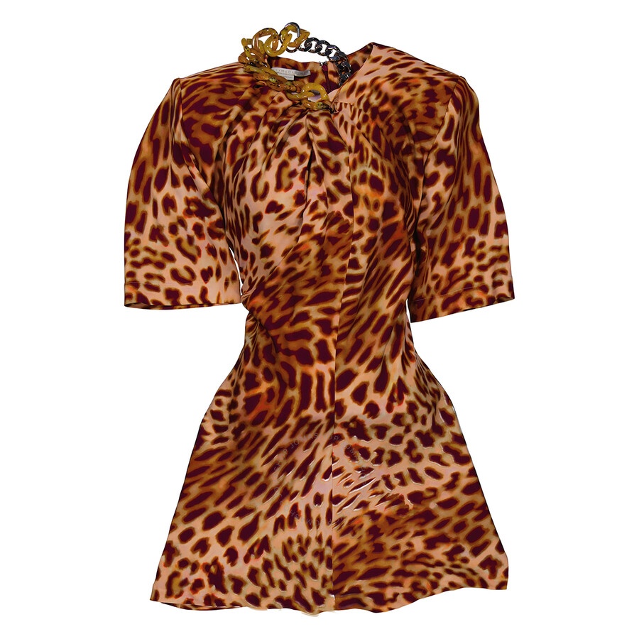 Stella McCartney Ladies Chain-Embellished Leopard Print Mini Dress - 2
