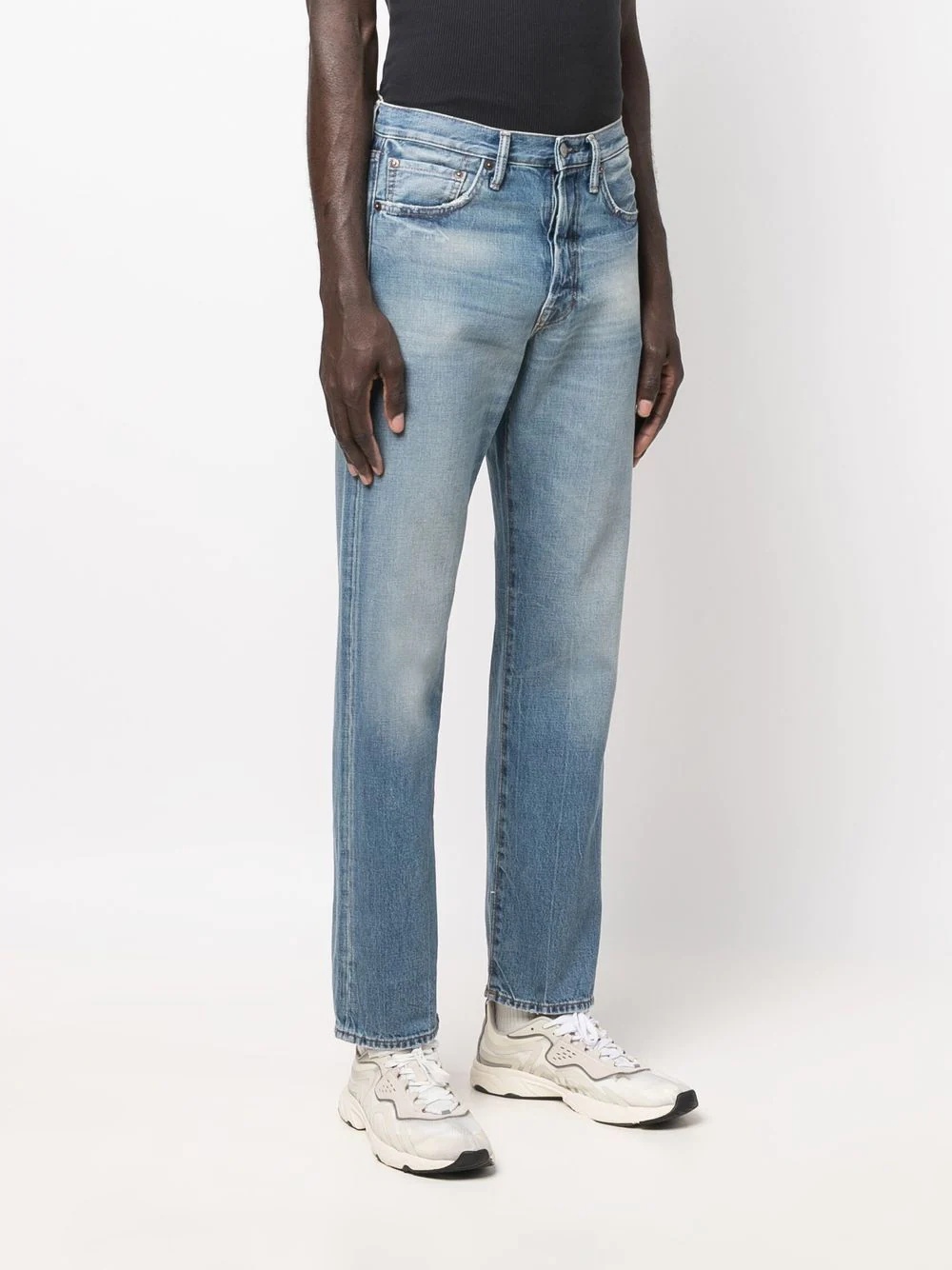 stonewashed straight-leg jeans - 3