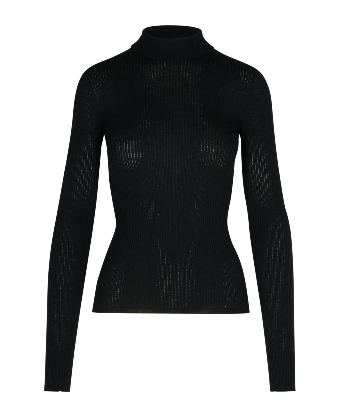 'flavia' Black Virgin Wool Sweater - 1