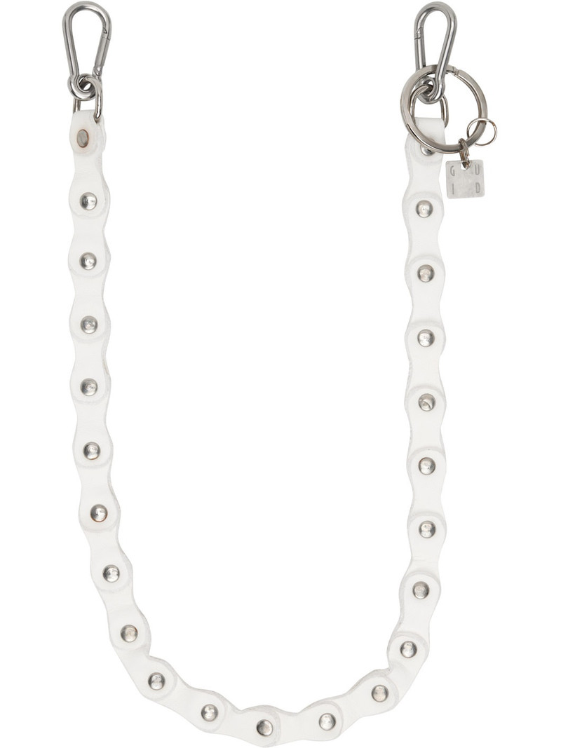 Guidi White Leather Keychain outlook