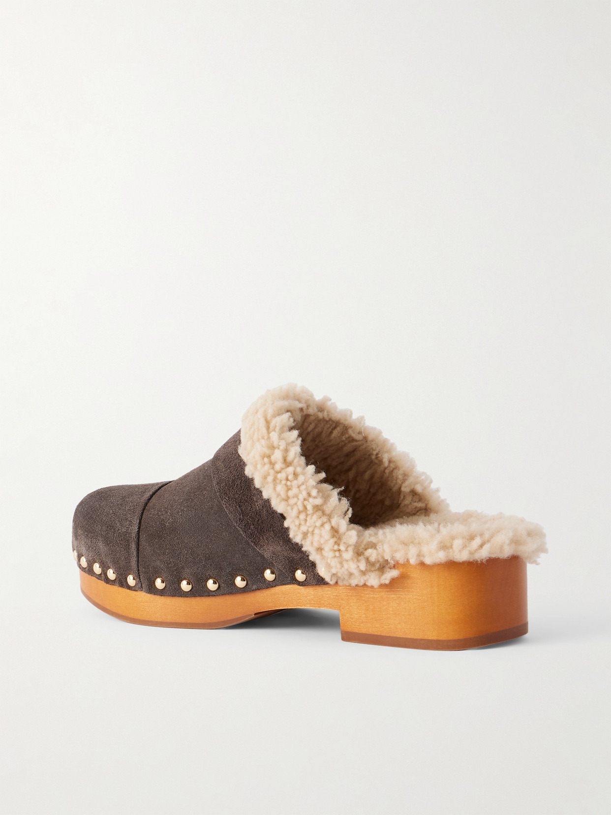 Jeannette Embellished Shearling-lined Suede Clogs - 3