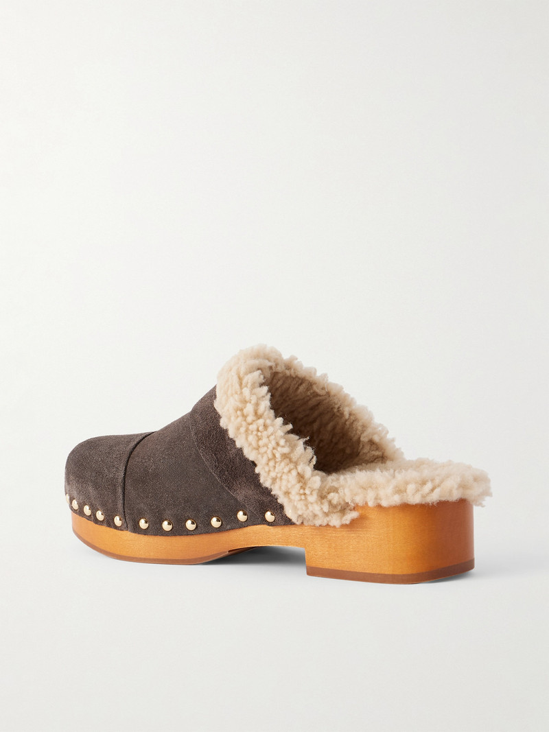 Jeannette Embellished Shearling-lined Suede Clogs 3