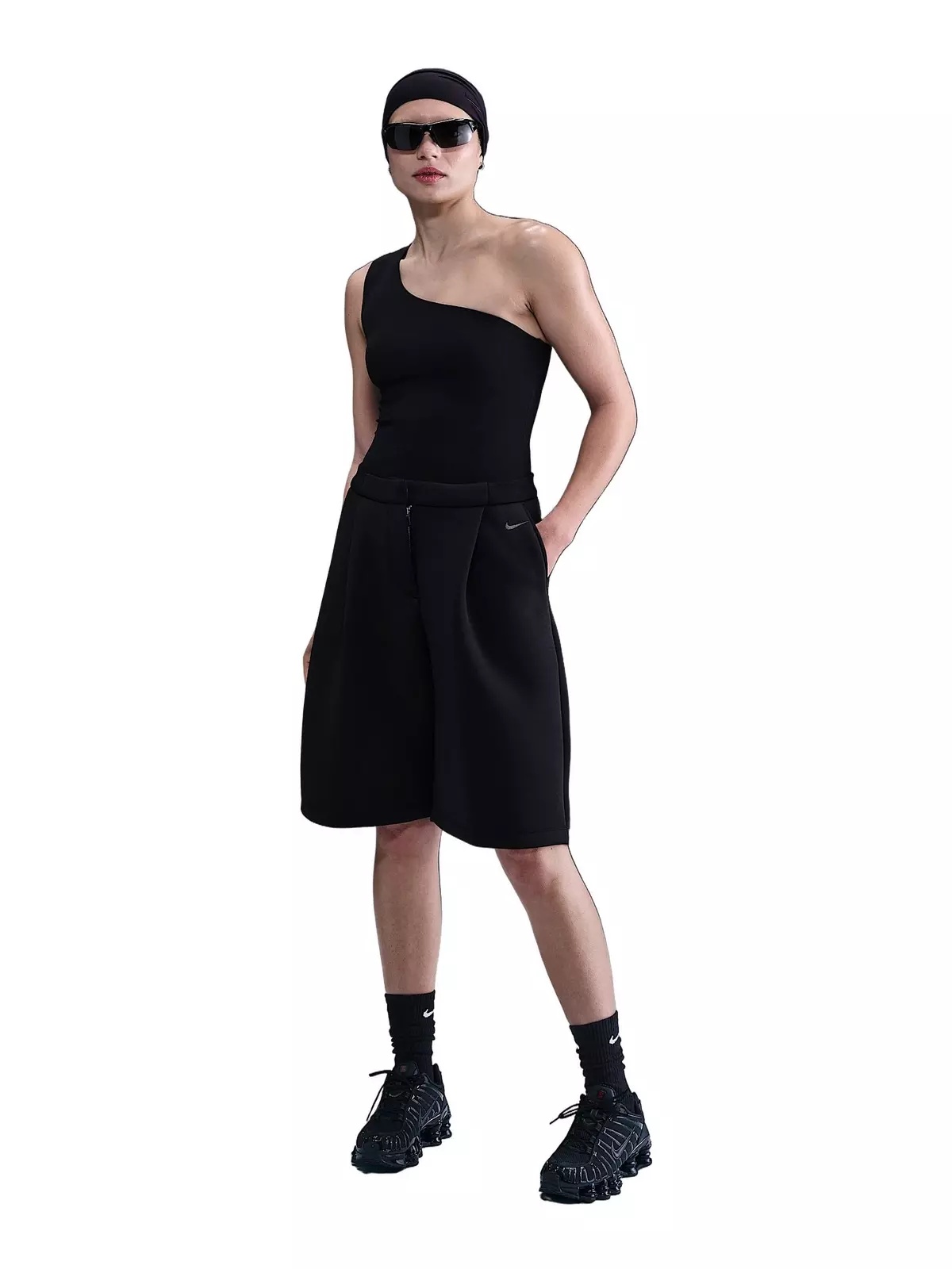 Women's Sportswear Modern Fleece Mid-Rise Loose Shorts -Black - 4
