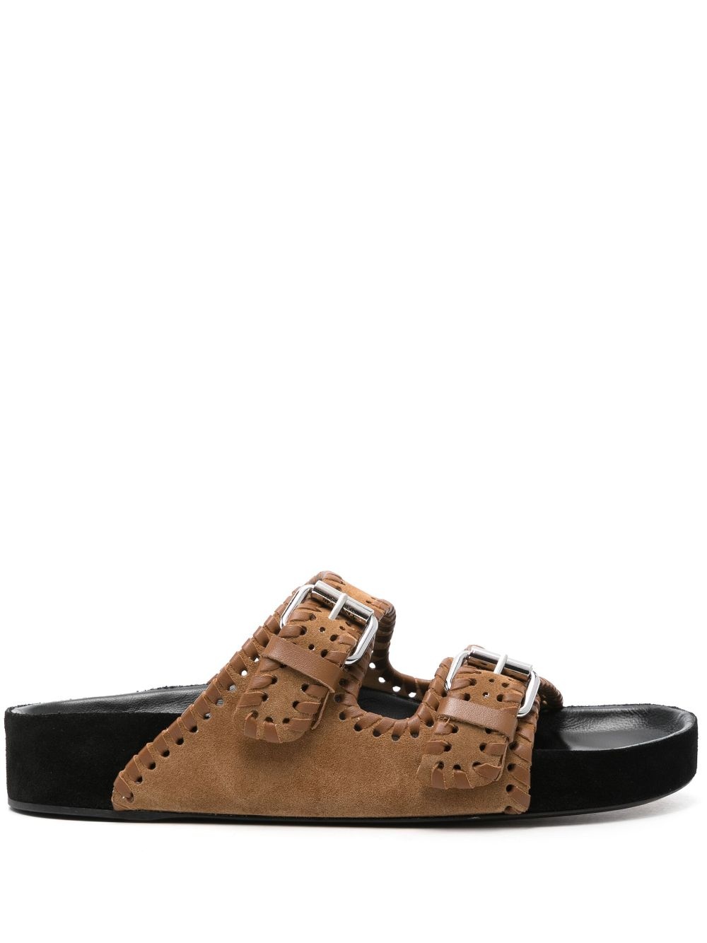 Lennyo buckled suede slides - 1