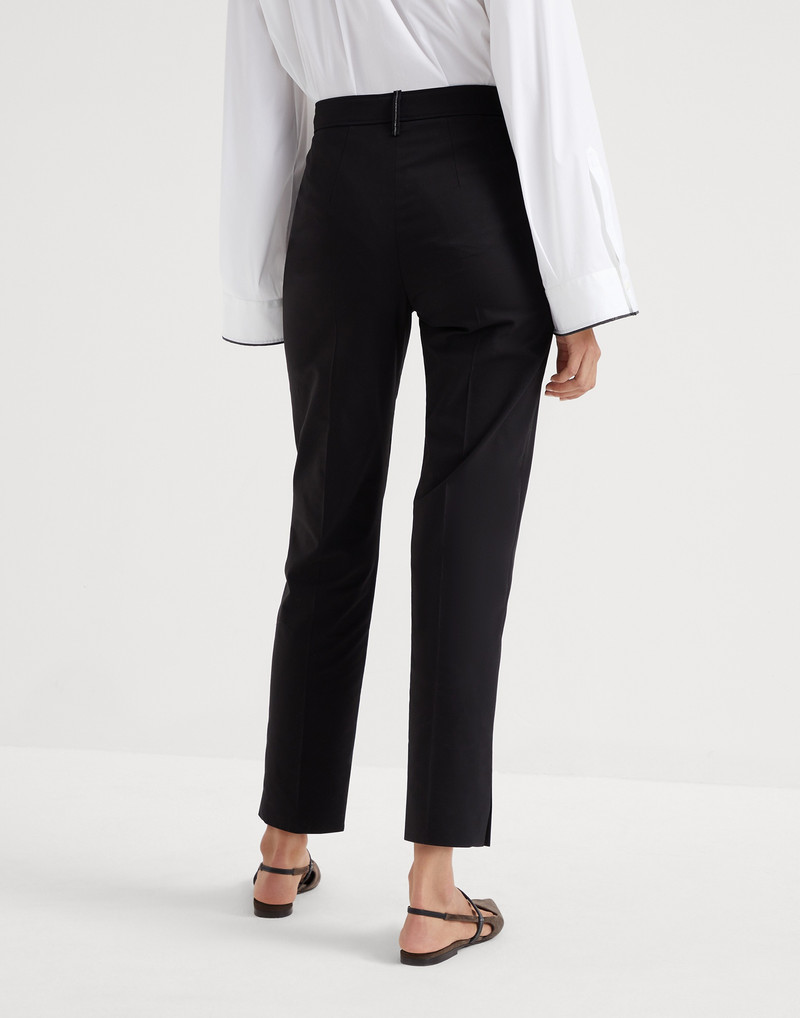 Brunello Cucinelli Stretch twisted cotton twill Capri pants with monili outlook