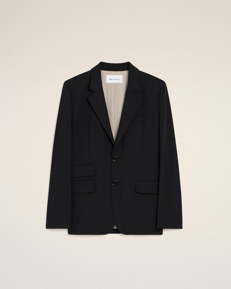BLACK NEW WOOL SINGLE BREASTED BOXY JACKET 1