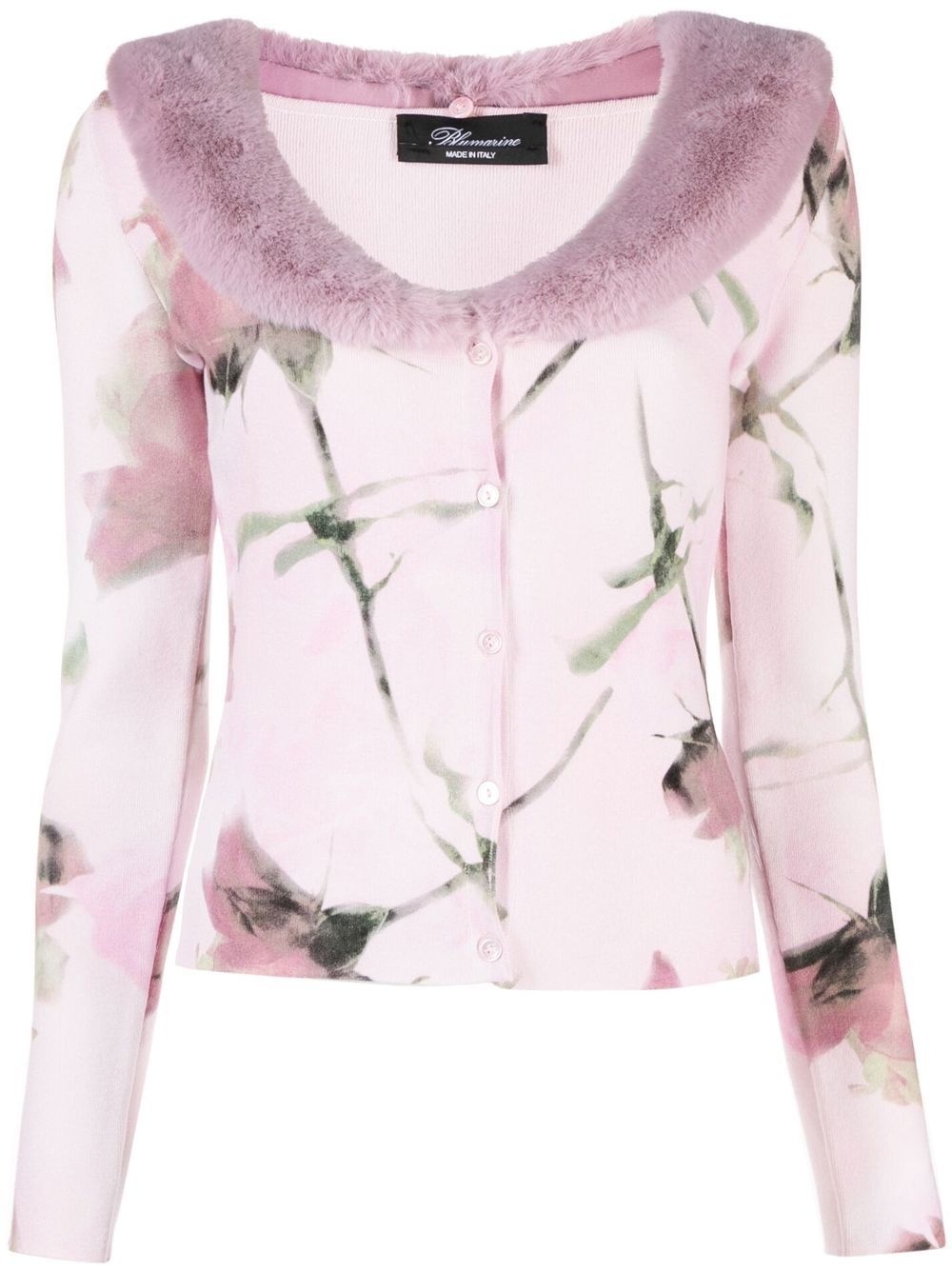faux-fur collar knit cardigan - 2