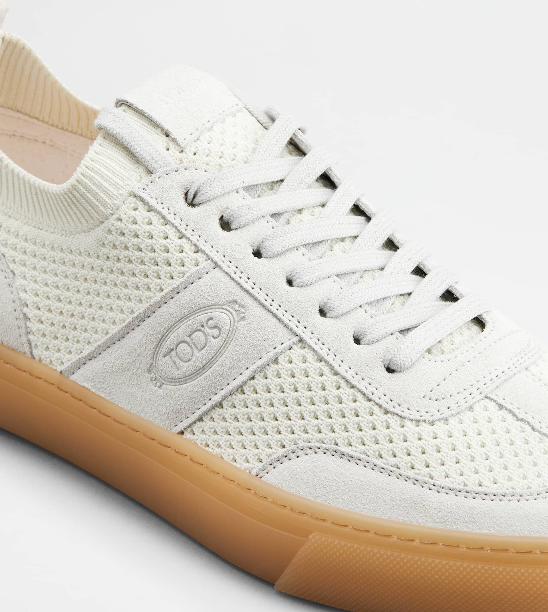 TOD'S SNEAKERS IN FABRIC AND SUEDE - WHITE - 5