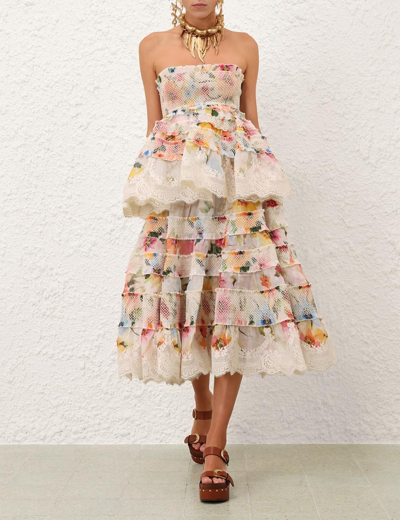 Zimmermann ALCHEMY SHIRRED MIDI DRESS outlook