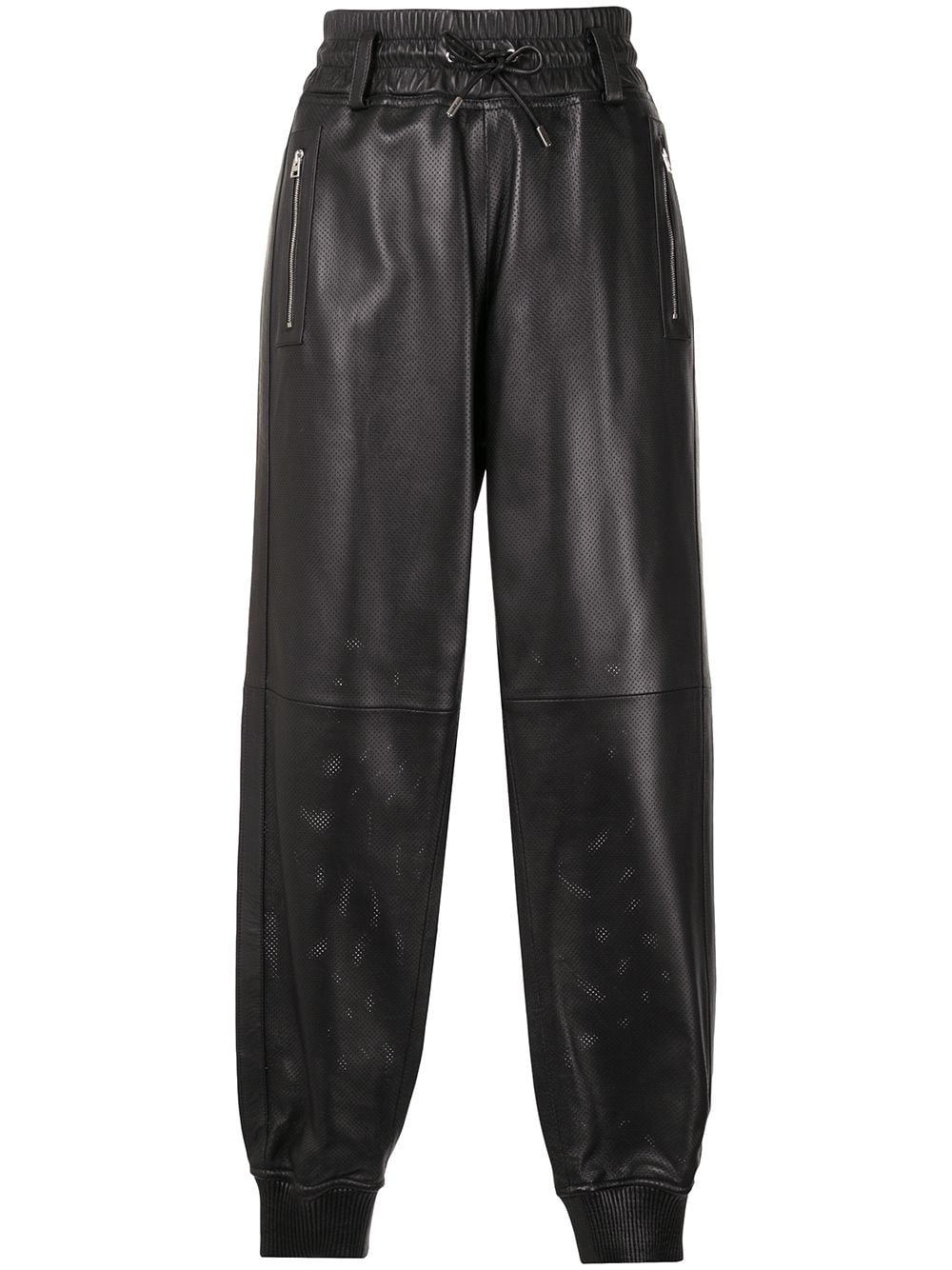 lambskin leather track pants - 1