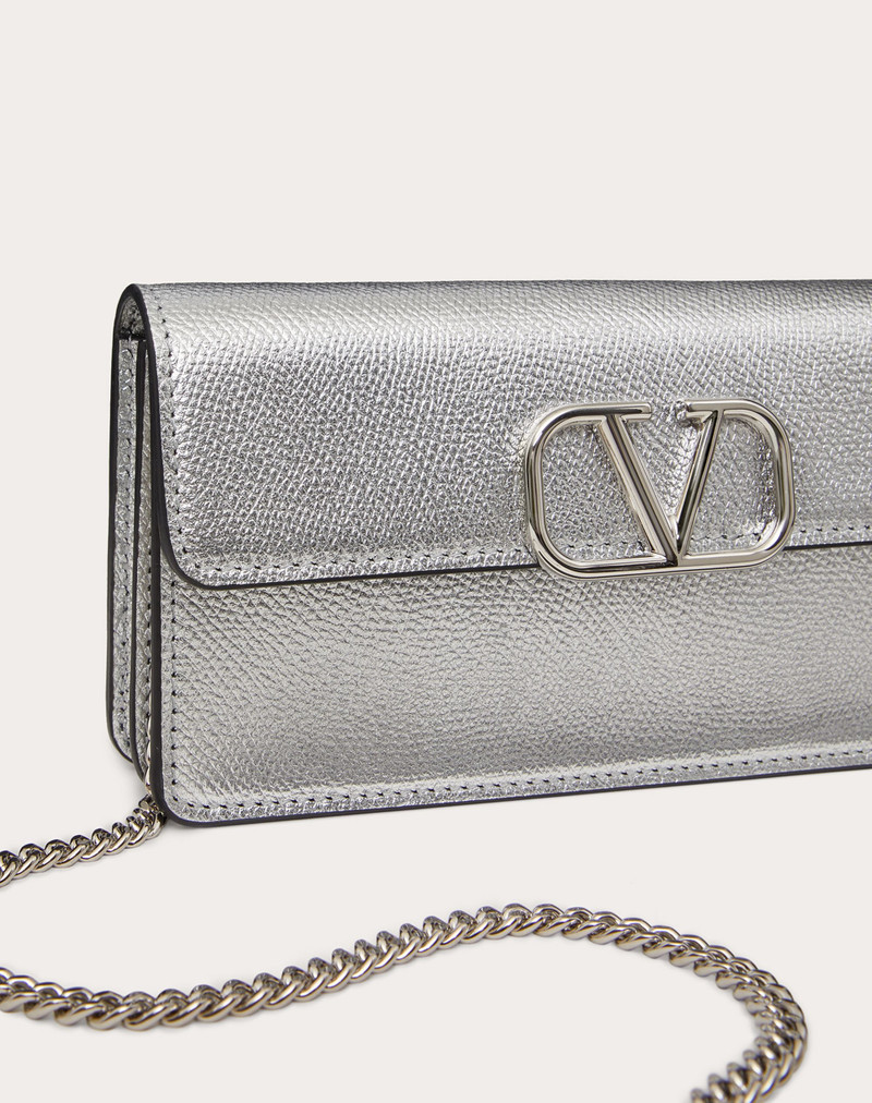 Valentino VLOGO SIGNATURE GRAINY METALLIC CALFSKIN WALLET WITH CHAIN outlook