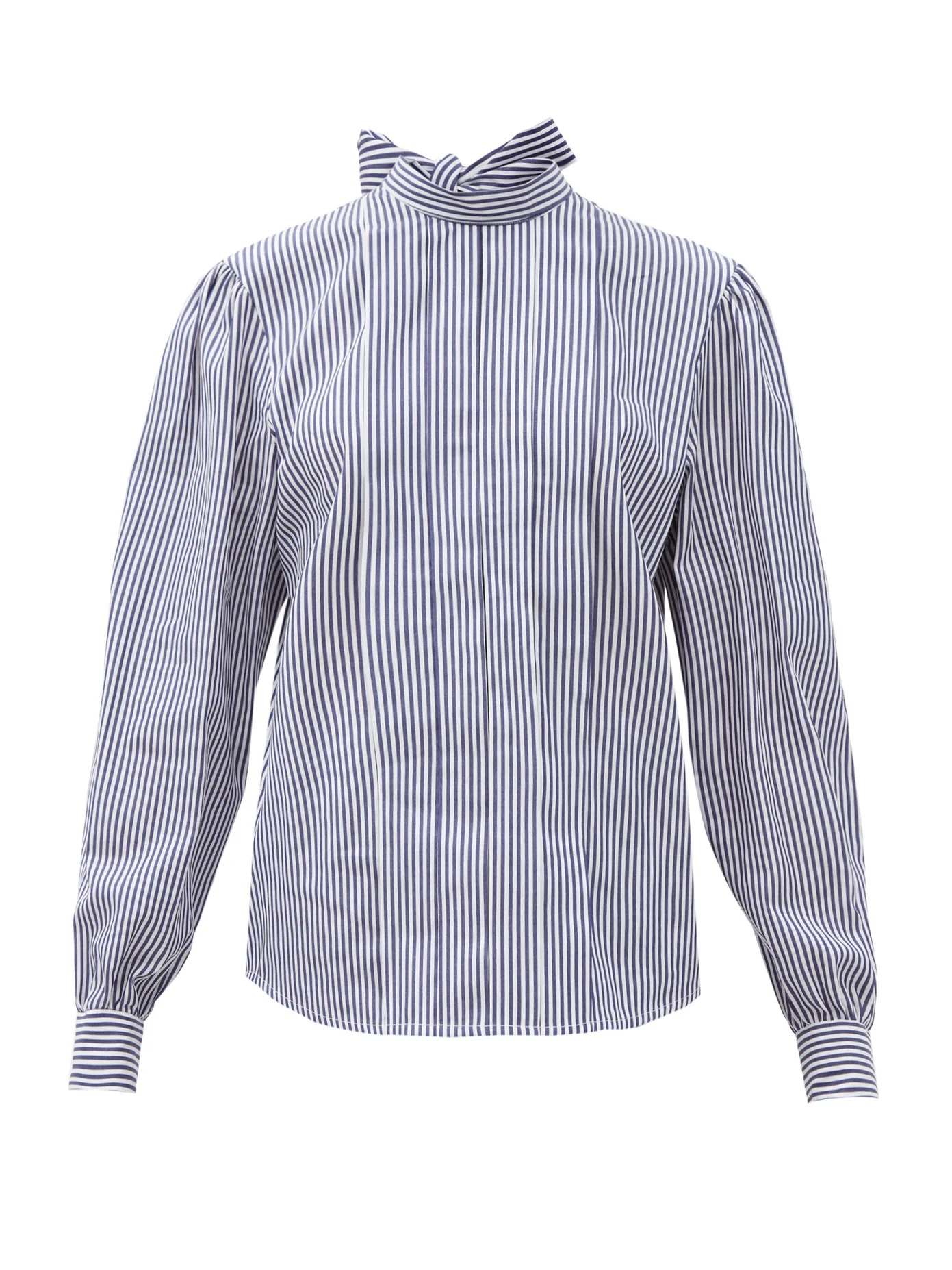 Pinstriped cotton-poplin blouse - 1