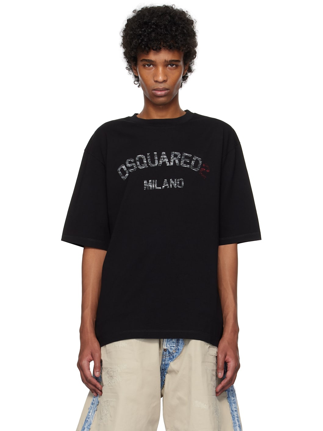 Black Loose Fit Faded Logo T-shirt - 1