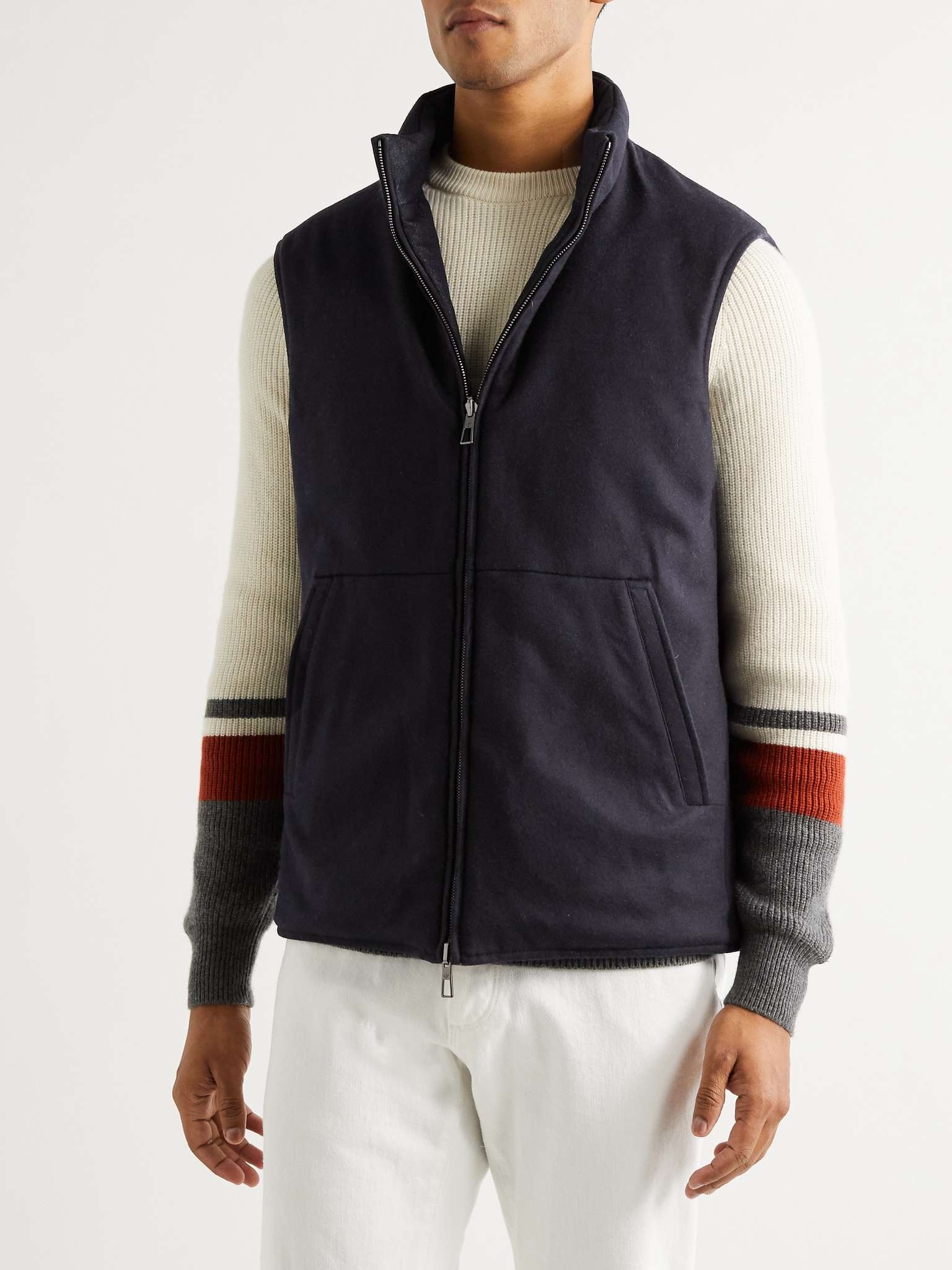 Reversible Storm System Quilted Virgin Wool-Blend Denim and Cashmere Gilet - 6