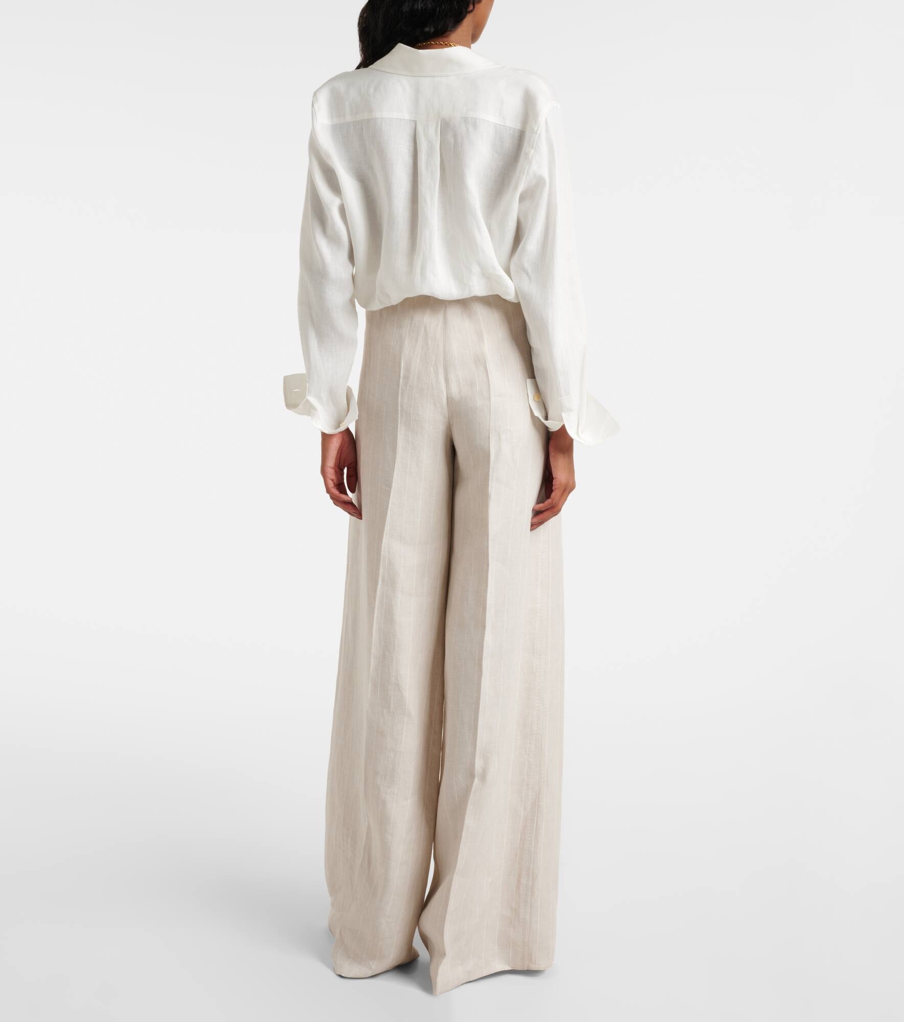 Rauche high-rise linen wide-leg pants - 3