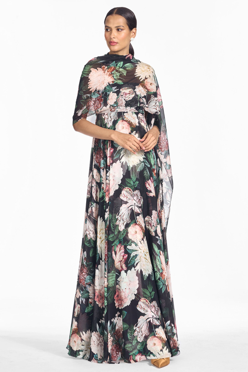 EMBELLISHED AMES GOWN - ONYX & BLUSH BLOOMS 5