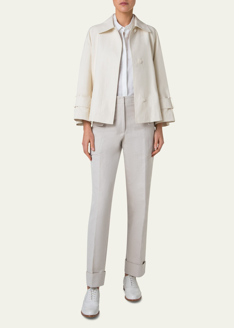 AKRIS Alisa Water-Resistant A-Line Coated Linen Jacket outlook
