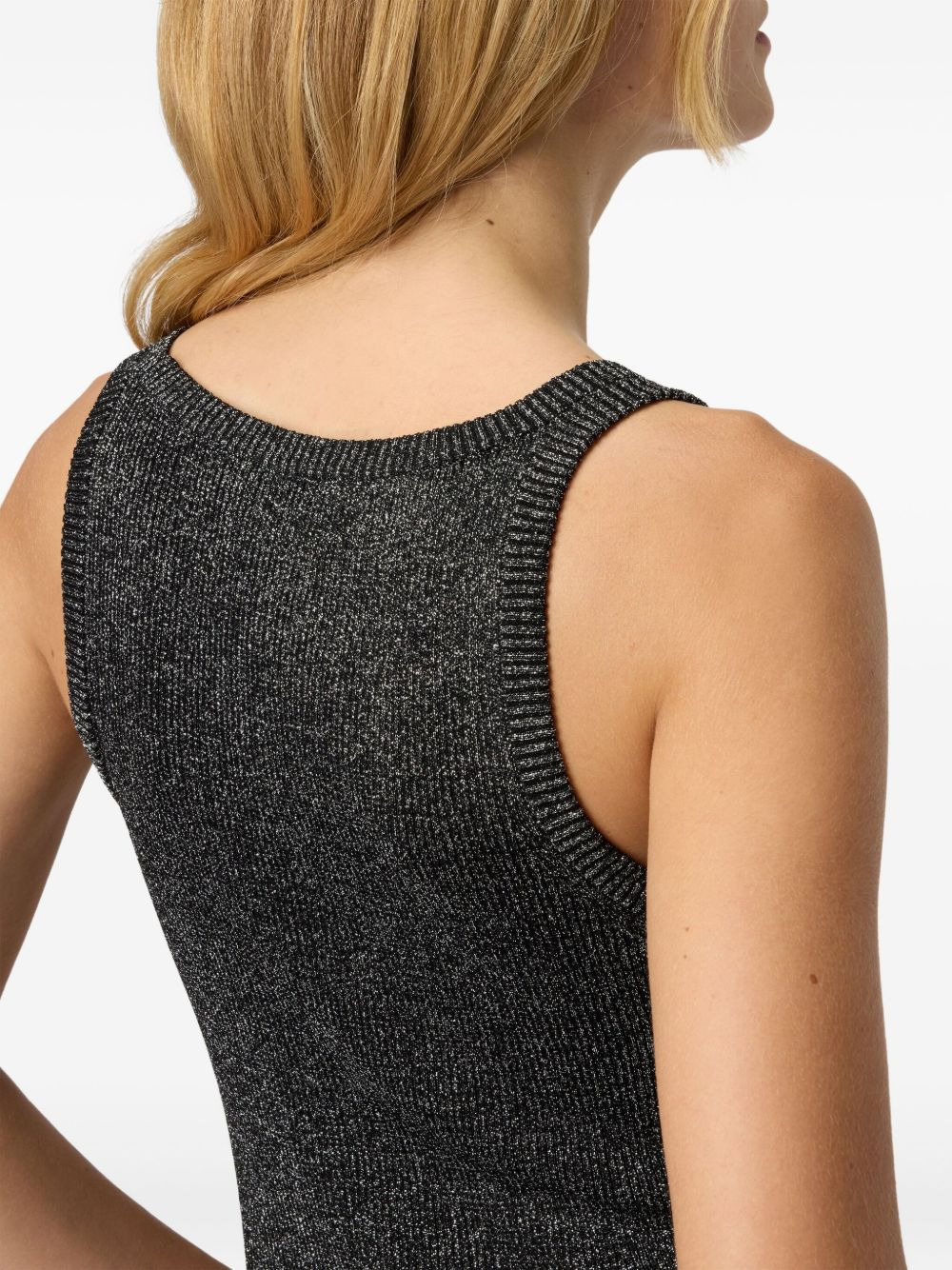 scoop-neck metallic-effect tank top - 4