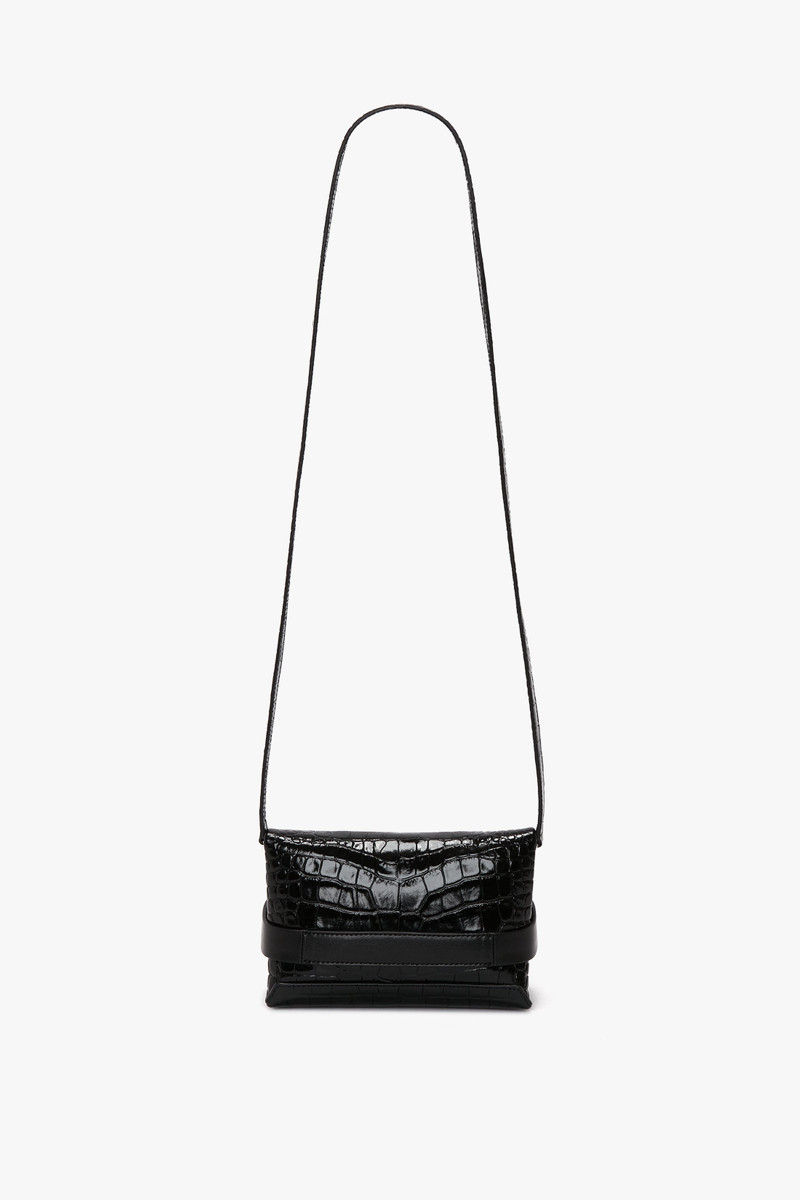 Mini B Pouch In Croc Effect Black Leather 5