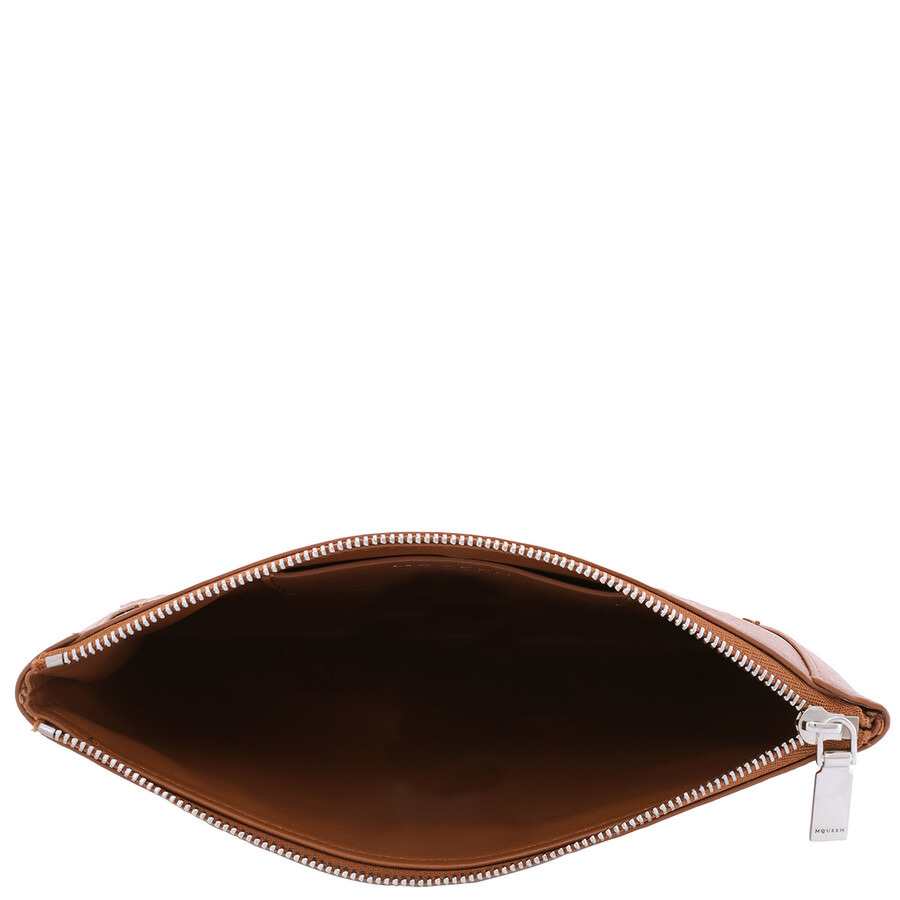 Alexander Mcqueen Ladies Pecan / Silver Logo-Plaque Clutch - 6