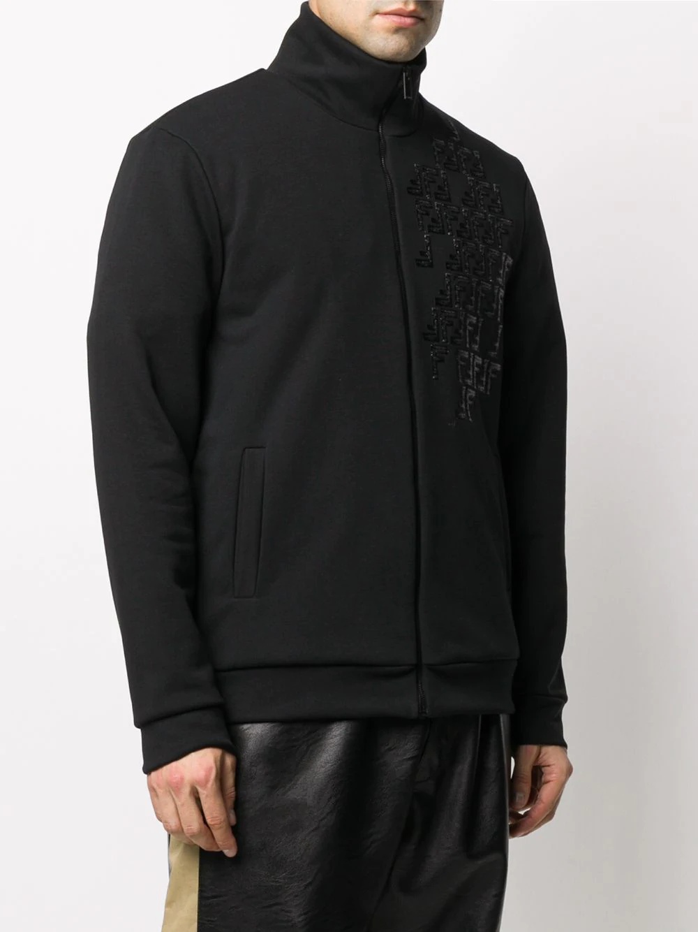 FF-embroidered zip sweatshirt - 3