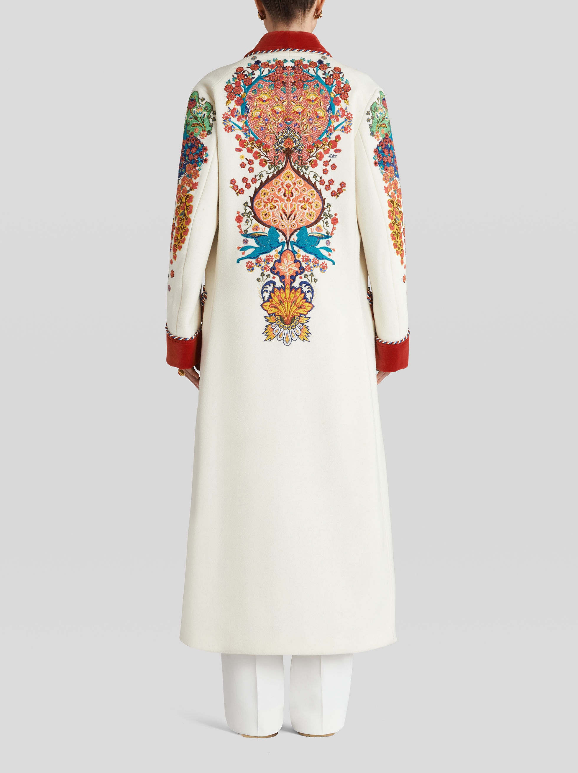 WOOL FABRIC COAT WITH EMBROIDERY - 4
