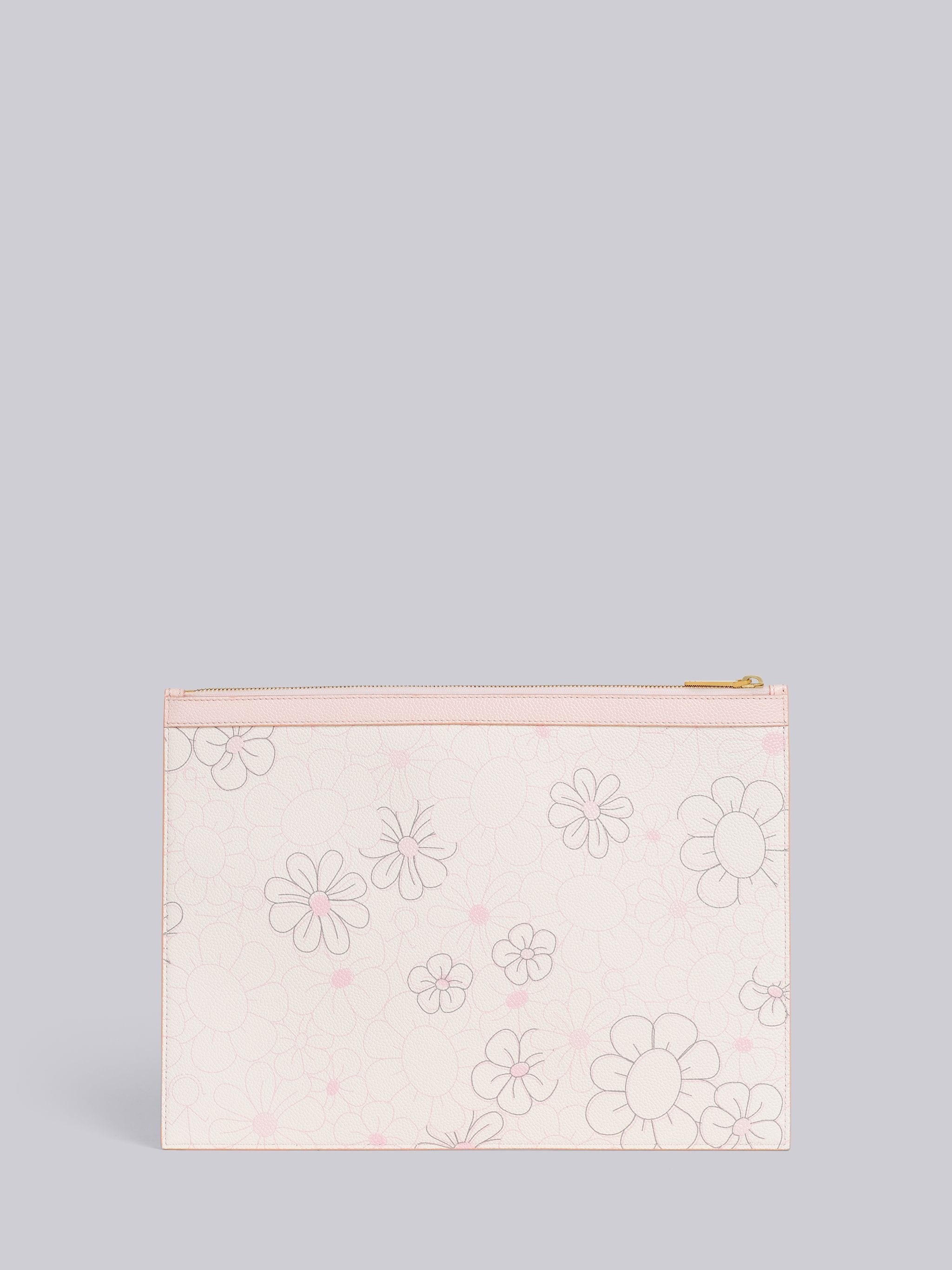 Light Pink 3d Floral Print Pebble Grain Leather Medium Document Holder - 3