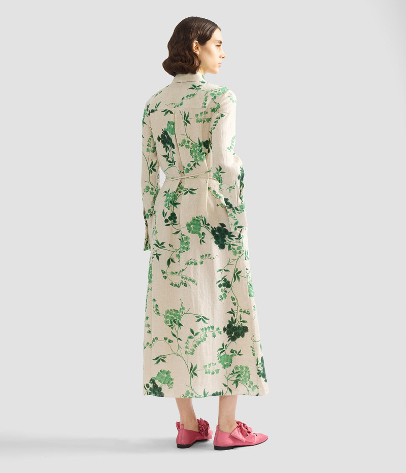 FLORAL PRINT LINEN TIE-WAISTED MIDI DRESS 3