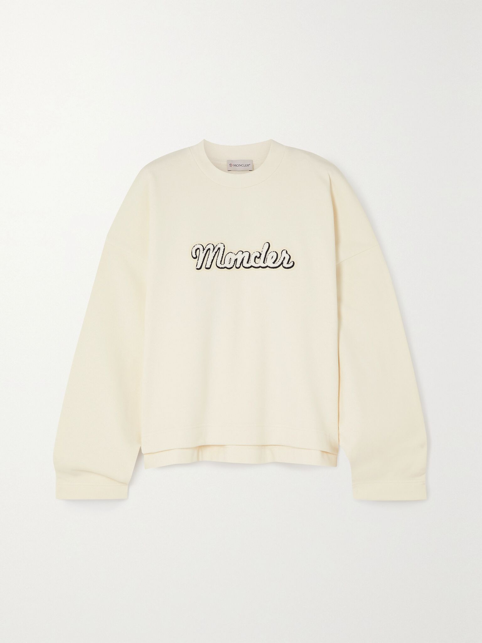 Flocked cotton-blend jersey sweatshirt White - 1