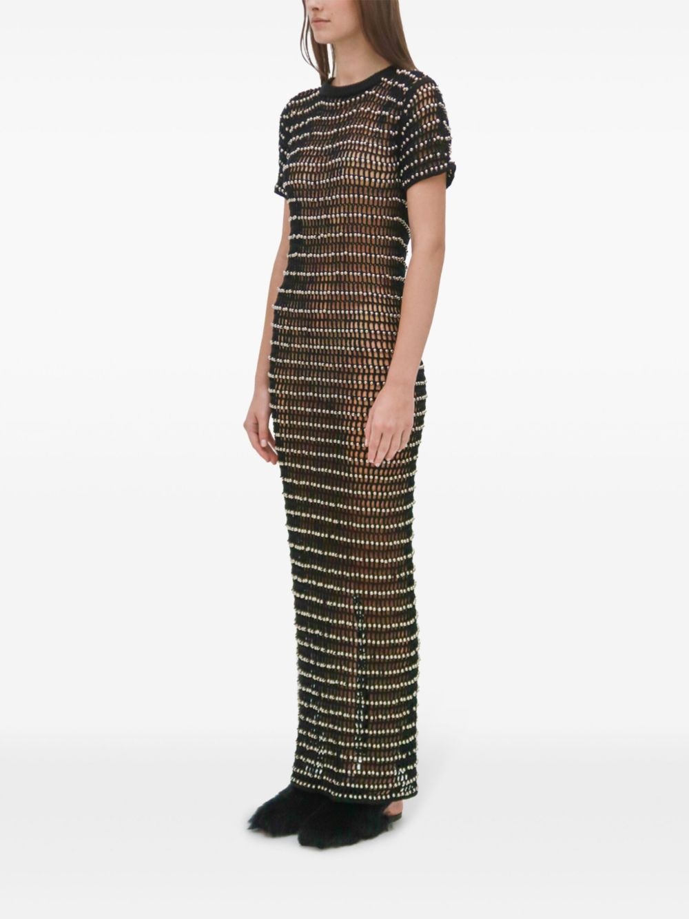 beaded crochet maxi dress - 4
