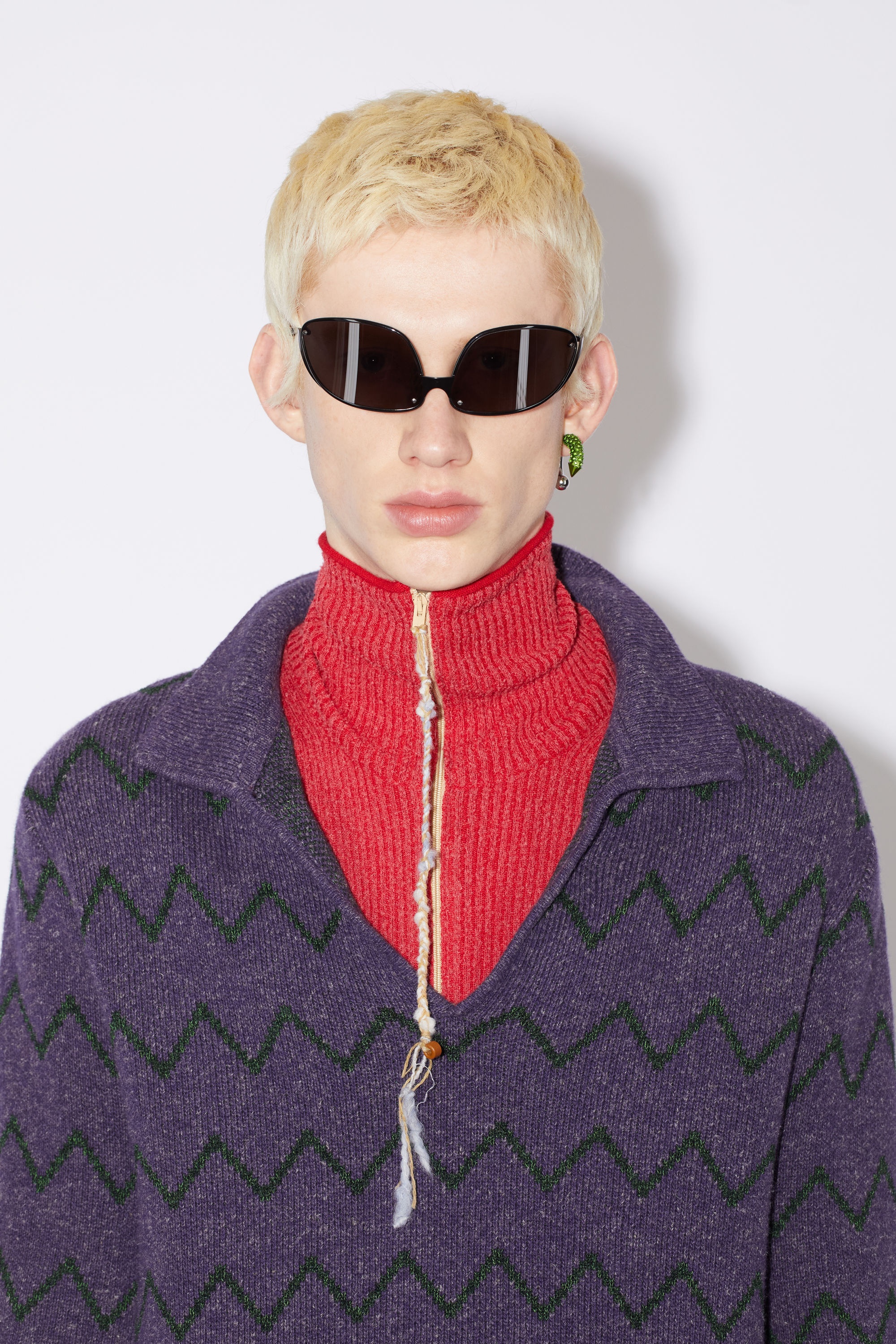 Polo jacquard jumper - Dark purple - 5