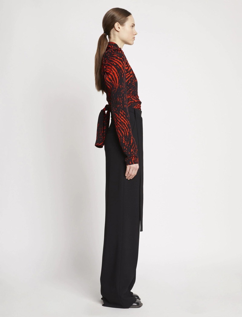 Painted Spiral Crepe de Chine V-Neck Top 4