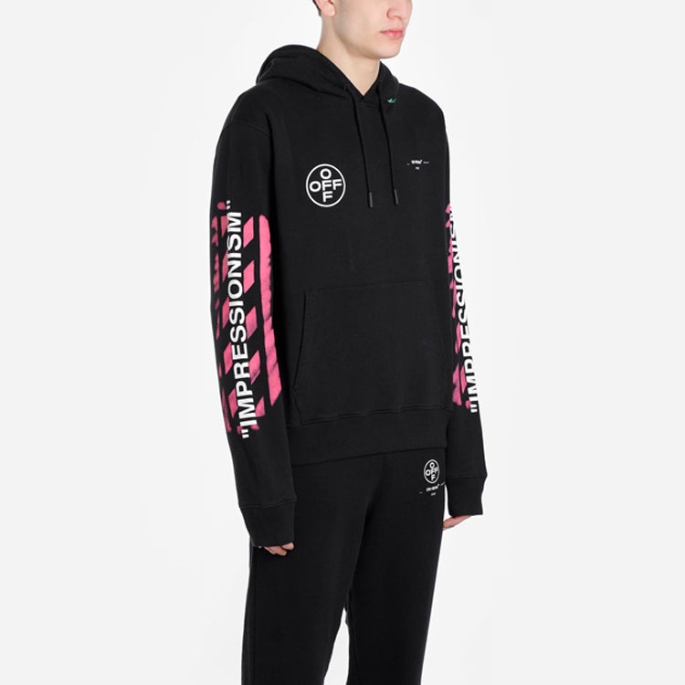 Off-White Stencil Arrow Hooded Sweatshirt 'Black' OMBB034R190030151028 - 5