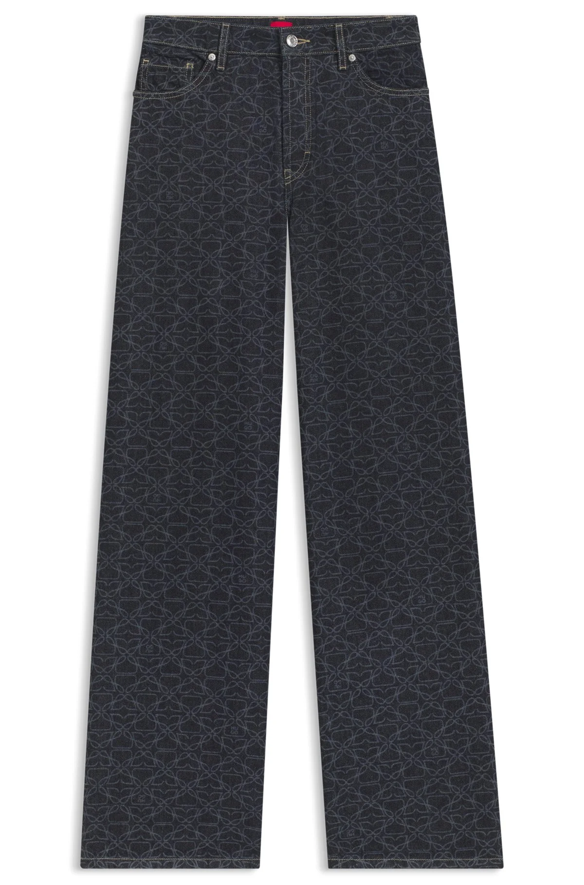SUPER-WIDE-LEG JEANS IN MONOGRAM LASER-PRINT DENIM - 1
