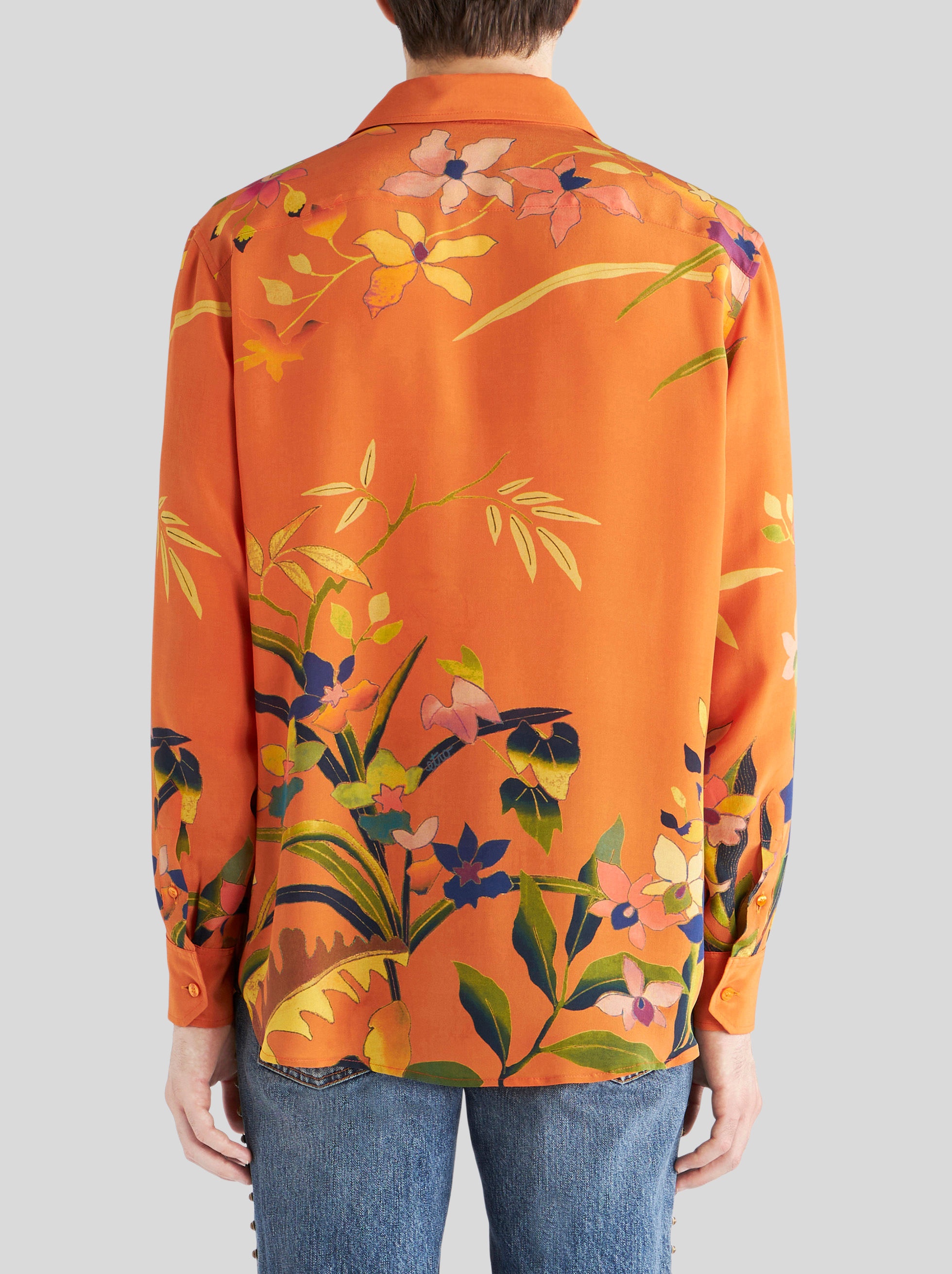 LEAFY FLORAL SILK SHIRT - 4