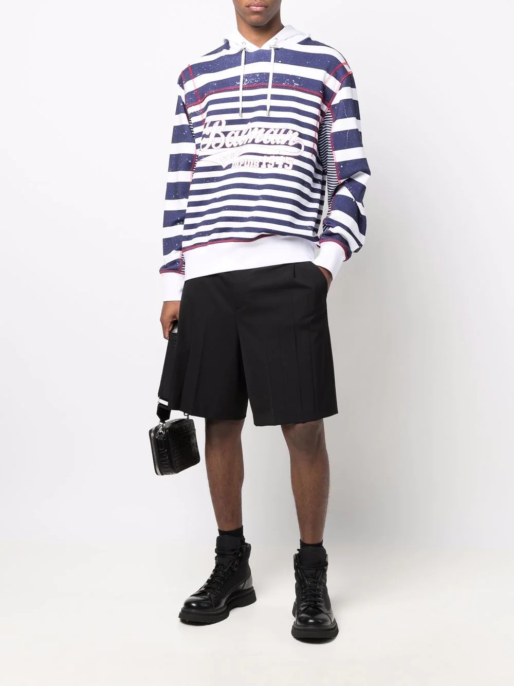 logo-print striped hoodie - 2