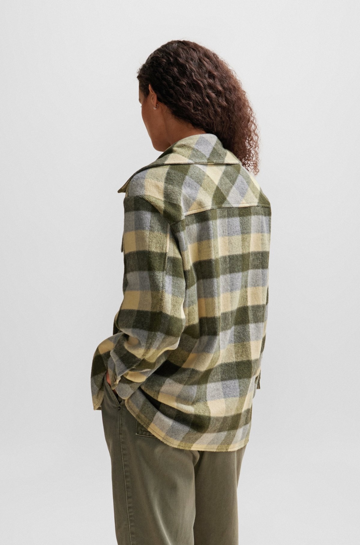 RELAXED-FIT JACKET IN CHECKED FABRIC WITH PATCH POCKETS - 4